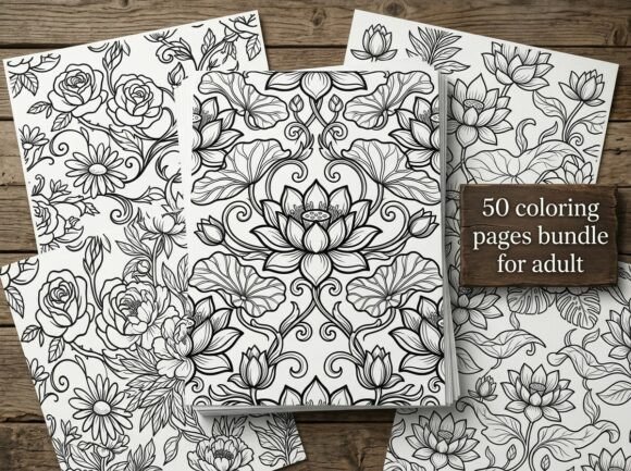 Beautiful Seamless Floral Coloring Pages for Creative Relaxation
