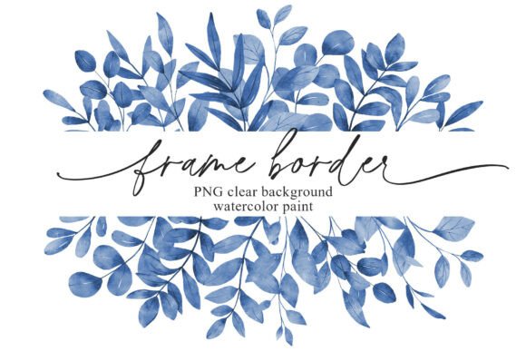 Blue Leaves Frame Border Banner: A Versatile PNG for Your Projects