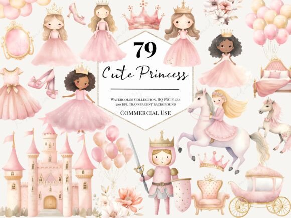 Enchanting Projects: A Guide to Watercolor Cute Princess Clipart