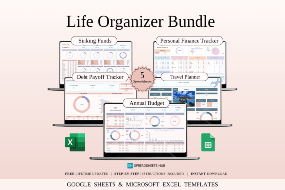 Life Organizer Bundle in Excel & Google Sheets: Your All-in-One Planner