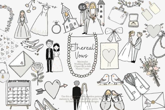 Minimalist Wedding Doodle Clipart PNG: The Elegant Solution for Modern Nuptial Design